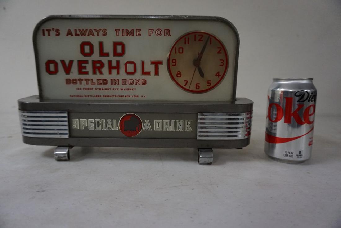 OLD OVERHOLT DECO ADVERTISING DISPLAY CLOCK, NOT (1 of 4)