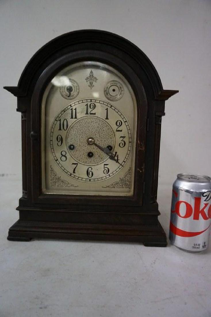 SETH THOMAS MAHOGANY MANTEL CLOCK, 2 BRASS PARTS OFF AS (1 of 6)