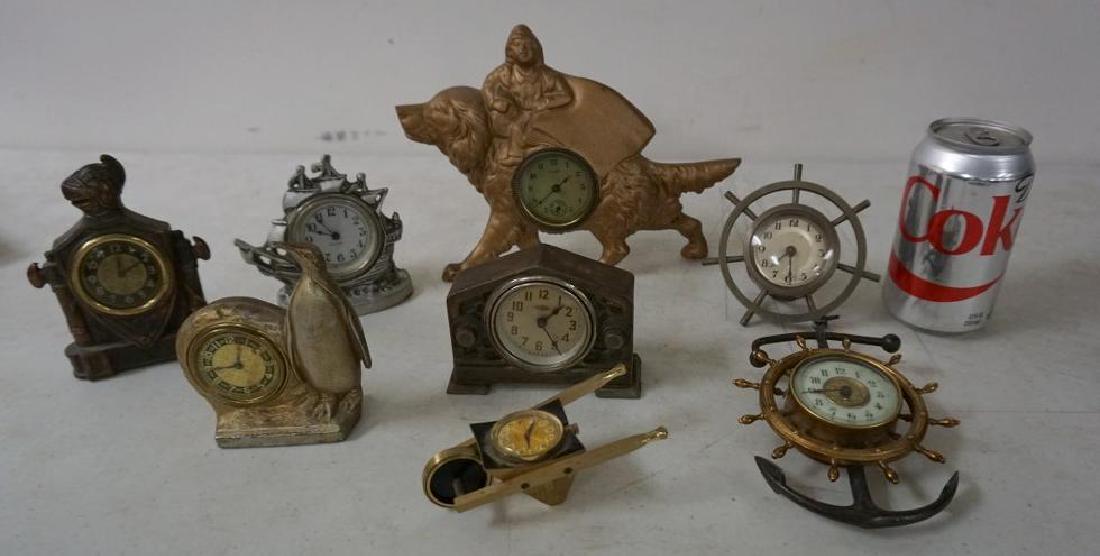LOT OF 8 NOVELTY CLOCKS INCLUJDING BOY ON A DOG, SHIP (1 of 7)