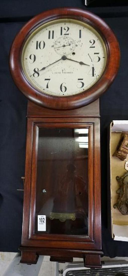 SETH THOMAS WALL CLOCK, HAS PENDULUM AND WEIGHT,