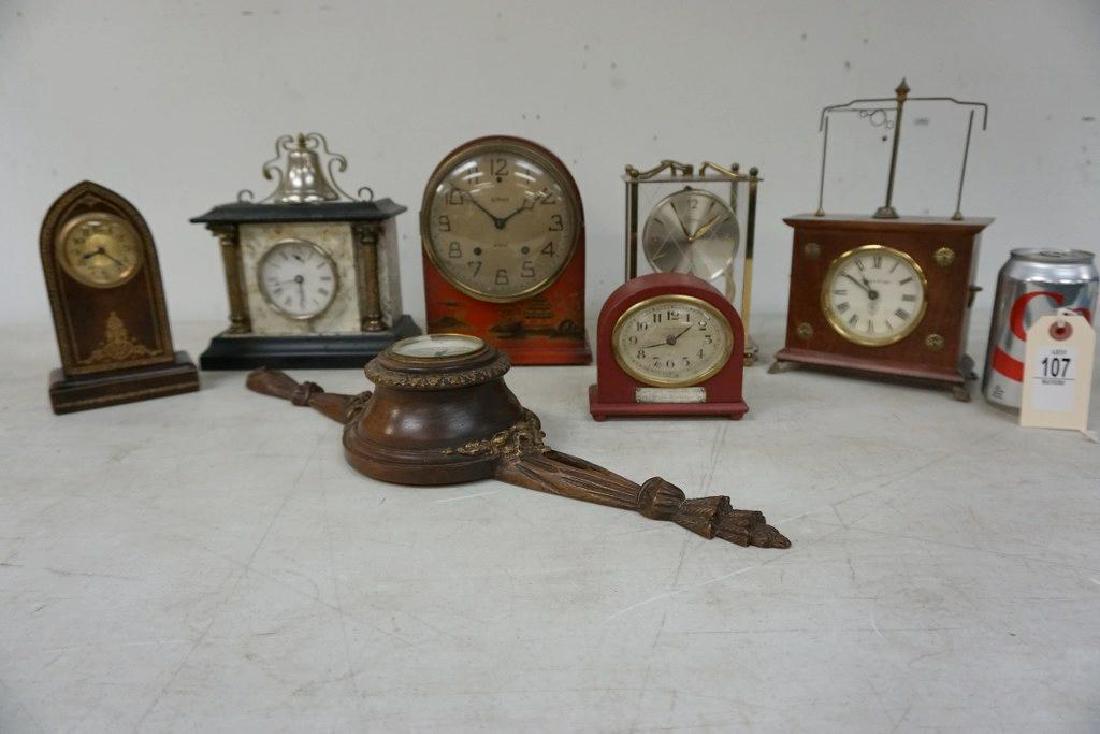 7 CLOCKS-  1 BRASS ANNIVERSARY CLOCK, 1 ALARM CLOCK, (1 of 6)