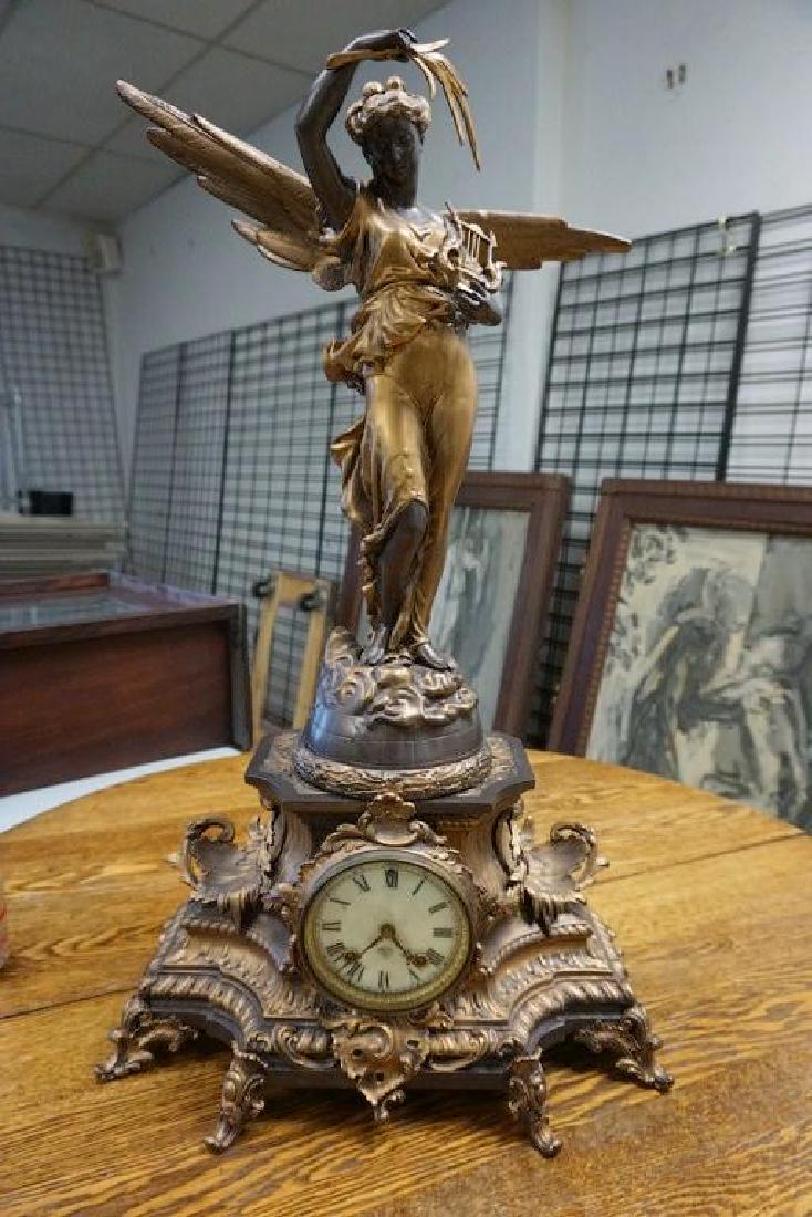 ANSONIA PORCELAIN DIAL FIGURAL CLOCK, MEASURES 27 3/4" (1 of 9)