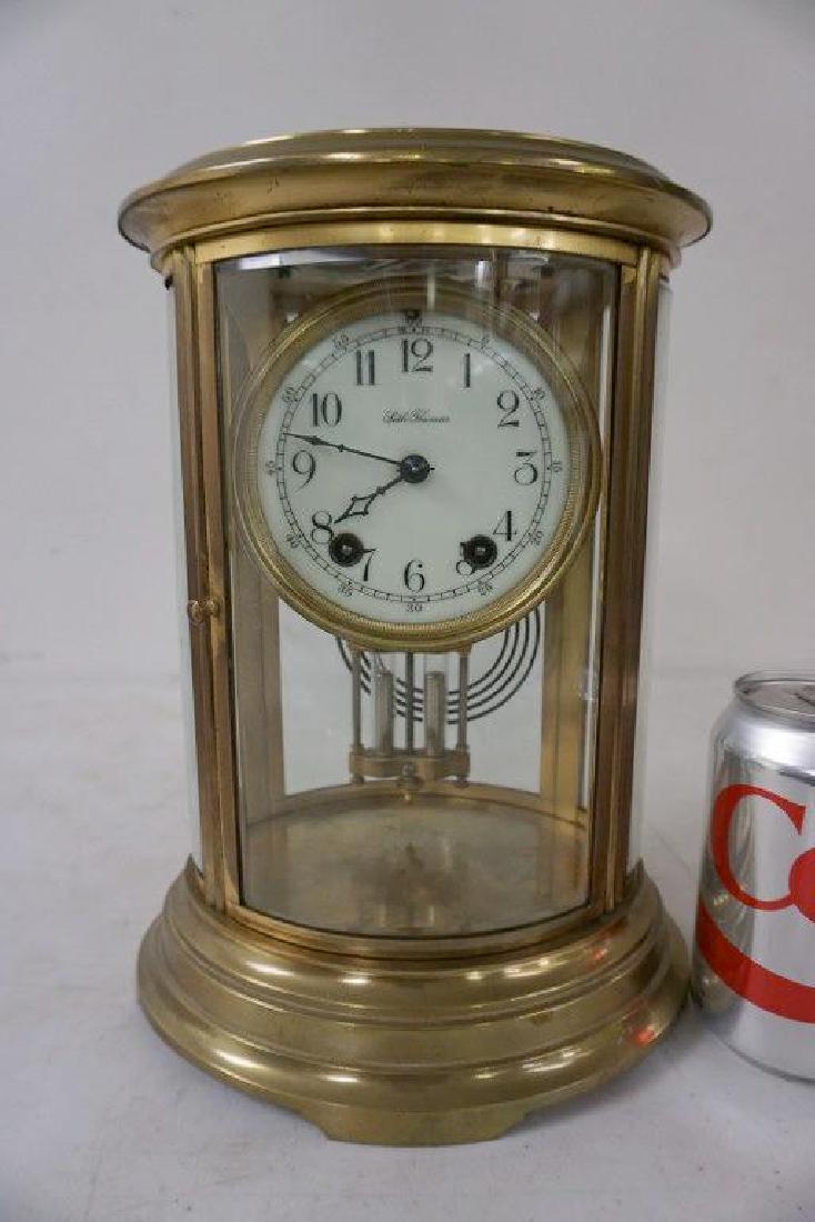 SETH THOMAS OVAL CRYSTAL REGULATOR, PORCELAIN DIAL W/4 (1 of 6)