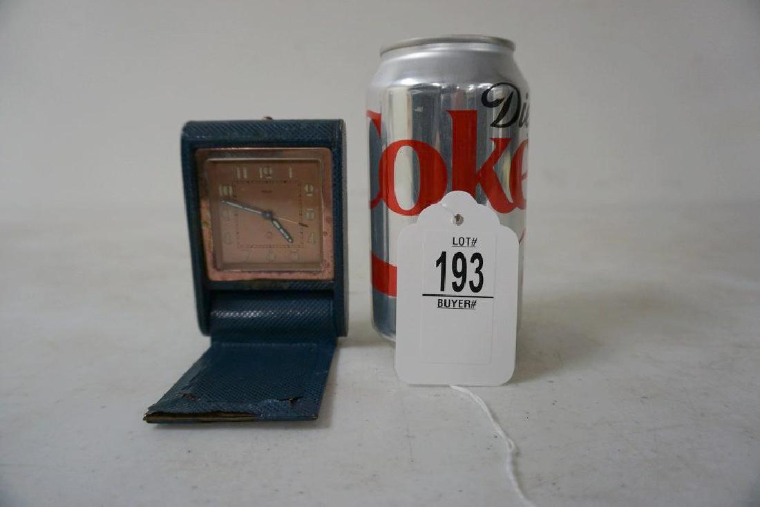 JAEGER LEATHER BOUND TRAVEL CLOCK, TICKING, FROM THE (1 of 5)