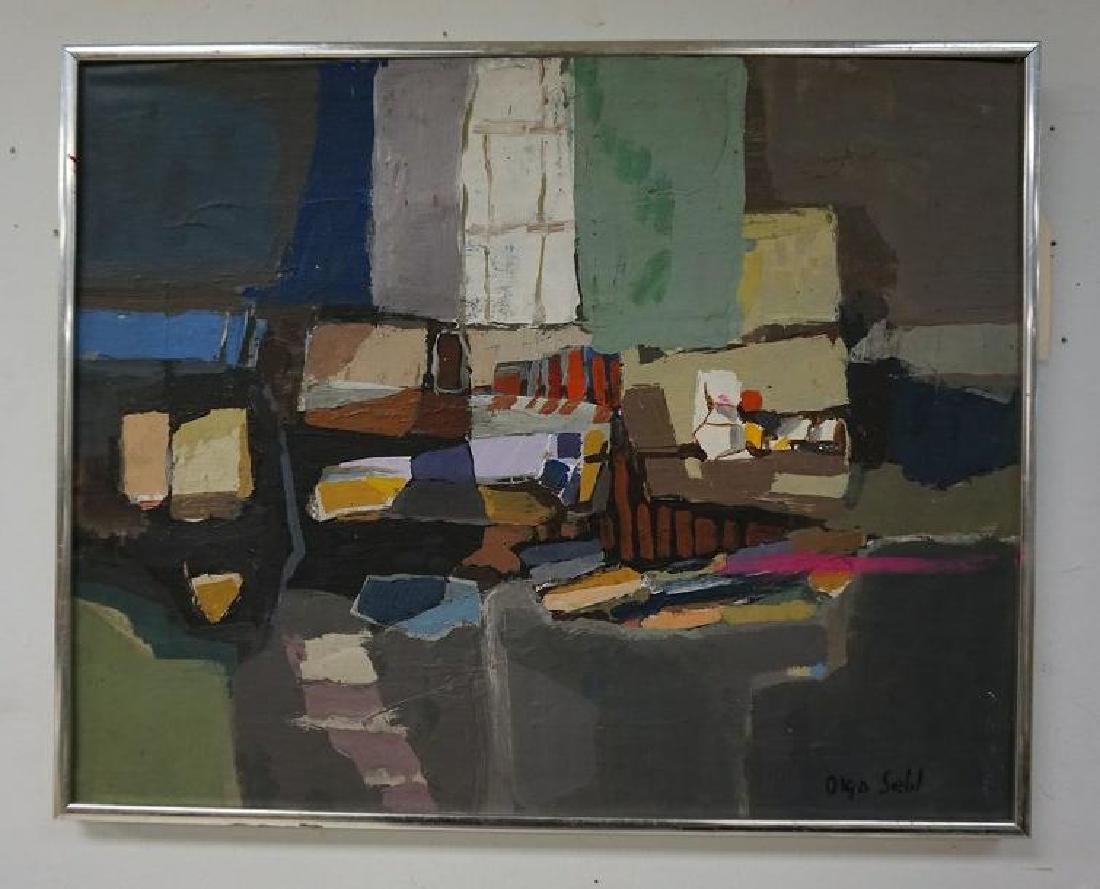 OLGA SEHL O/C MID CENTURY ABSTRACT, SIGNED LOWER RIGHT, (1 of 2)