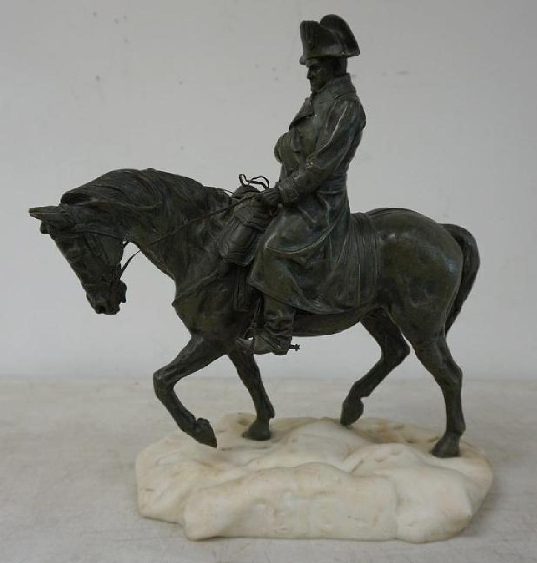 NAPOLEAN ON HORSE BRONZE, WITH MARBLE BASE, SIGNED (1 of 5)