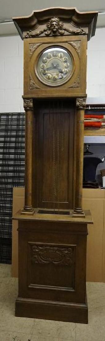 CONTINENTAL OAK TALL CASE CLOCK, MEASURES 90" HIGH AND (1 of 5)