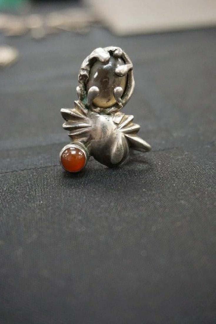 ROLPH SCARLETT CARNELIAN & QUARTZ STERLING RING, (1 of 5)