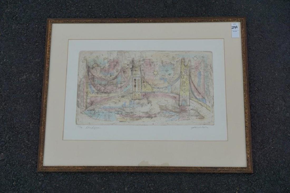 IRVING AMEN SIGNED PRINT TITLED BRIDGES, #45 OF 90. (1 of 2)