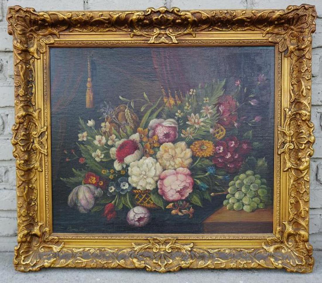 FLORAL STILL LIFE O/C LAID ON BOARD, PROBABLY 19TH C, (1 of 3)