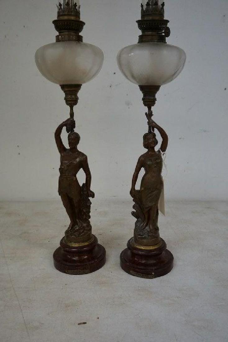 BACCHUS & EPIS VENDI'OR PAIR OF FIGURAL POT METAL OIL (1 of 5)