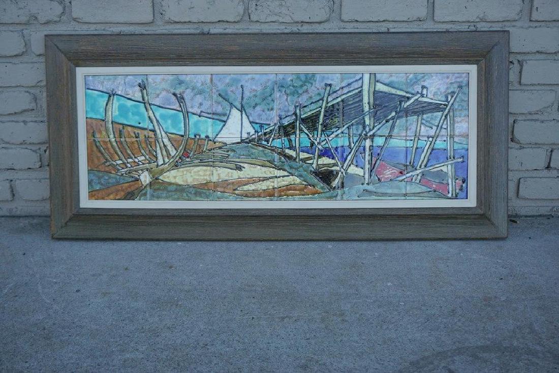 HARRIS G STRONG MID CENTURY PAINTED CERAMIC TILES (1 of 3)