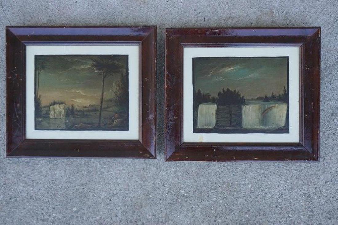 2 O/B LANDSCAPES W/PAINTED MATTE, ON BACK OF ONE IS (1 of 5)