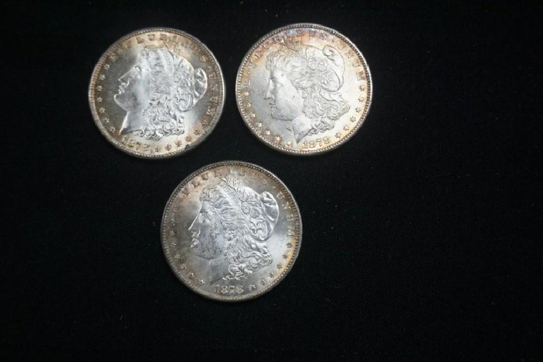 (3) UNCIRCULATED 1878 S MORGAN SILVER DOLLARS (1 of 2)