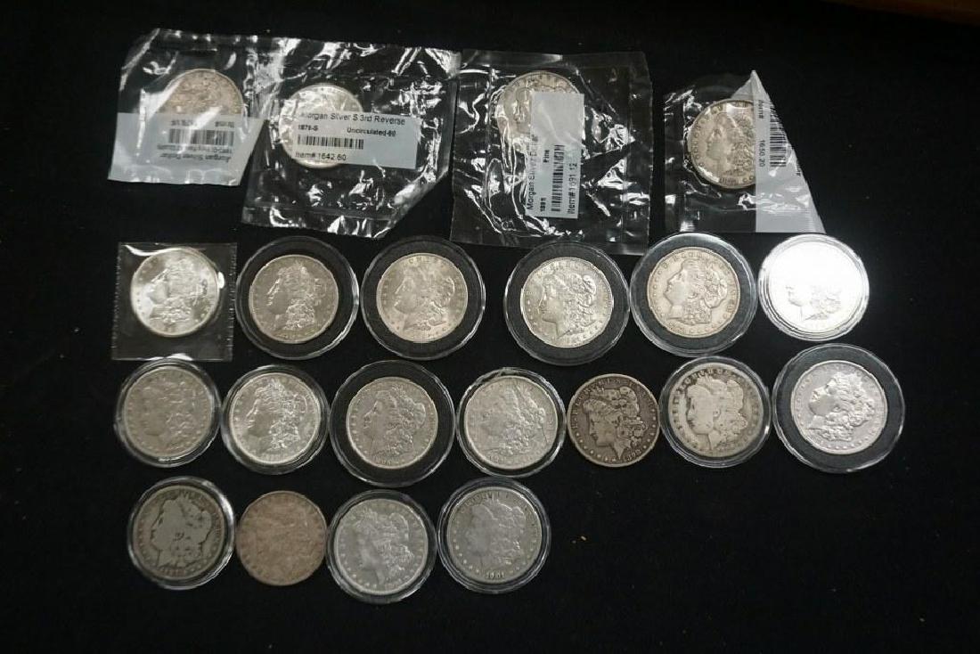 (21) MORGAN SILVER DOLLARS IN VARIOUS CONDITIONS. (1 of 1)