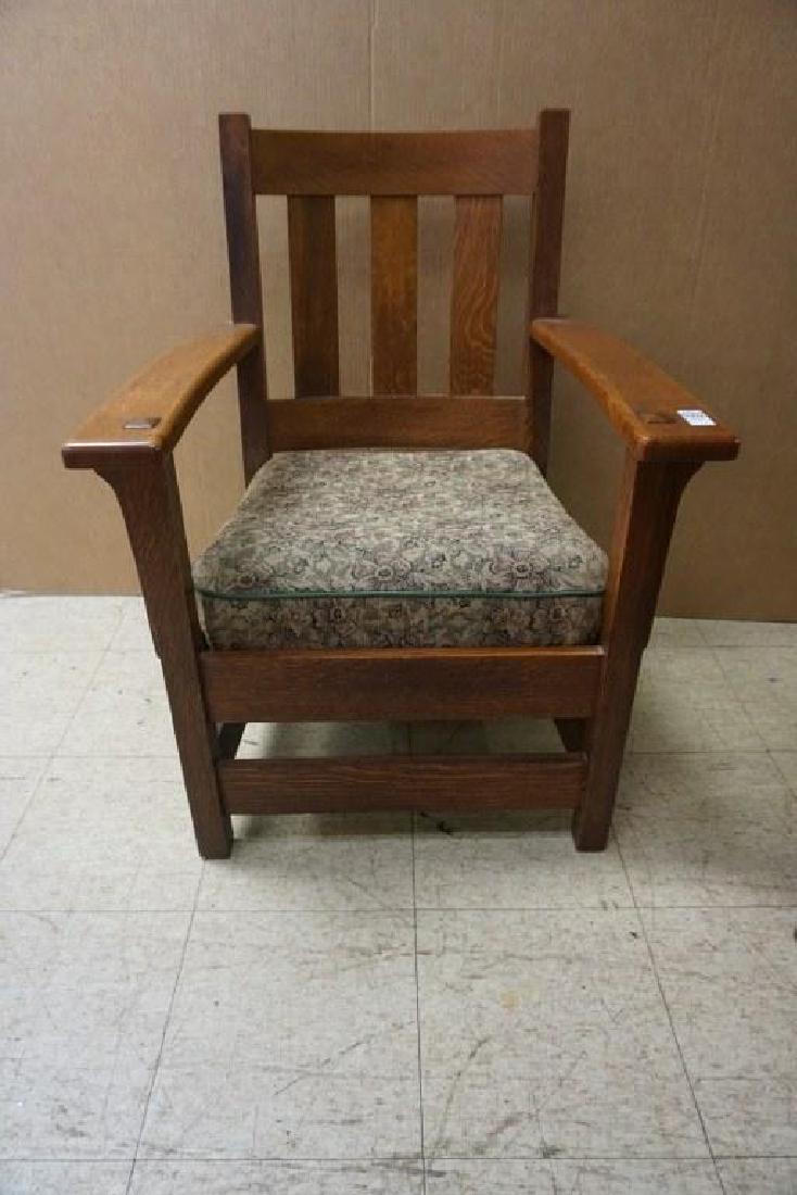 LIMBERTS MISSION OAK ARMCHAIR, STAMPED UNDER ARM, (1 of 1)