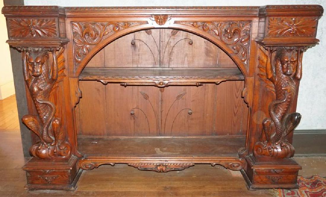 VICTORIAN HEAVILY CARVED W/FIGURAL DRAGONS CABINET (1 of 8)