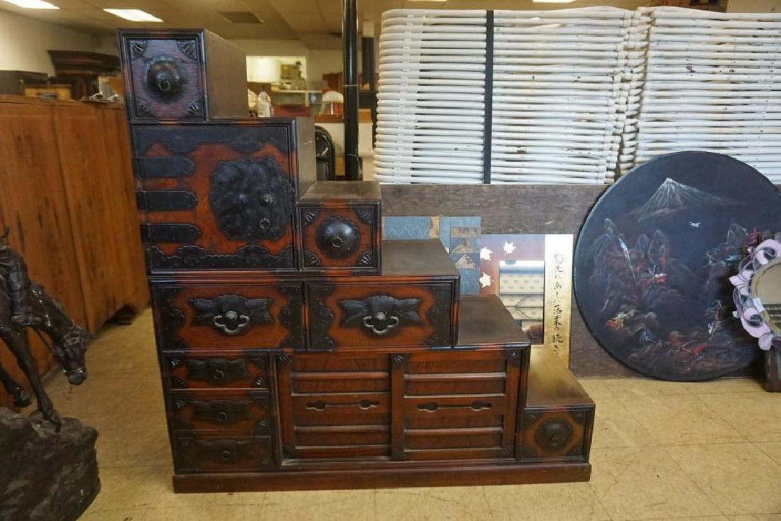 CONTEMPORARY ORIENTAL STEP CHEST CABINET W/MULTI (1 of 3)