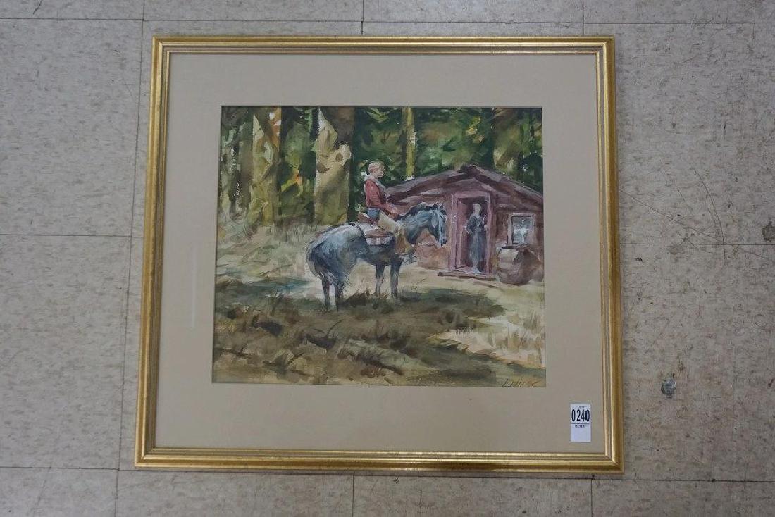 RICHARD JAMES LILLIS W/C LANDSCAPE W/MAN ON A HORSE, (1 of 2)