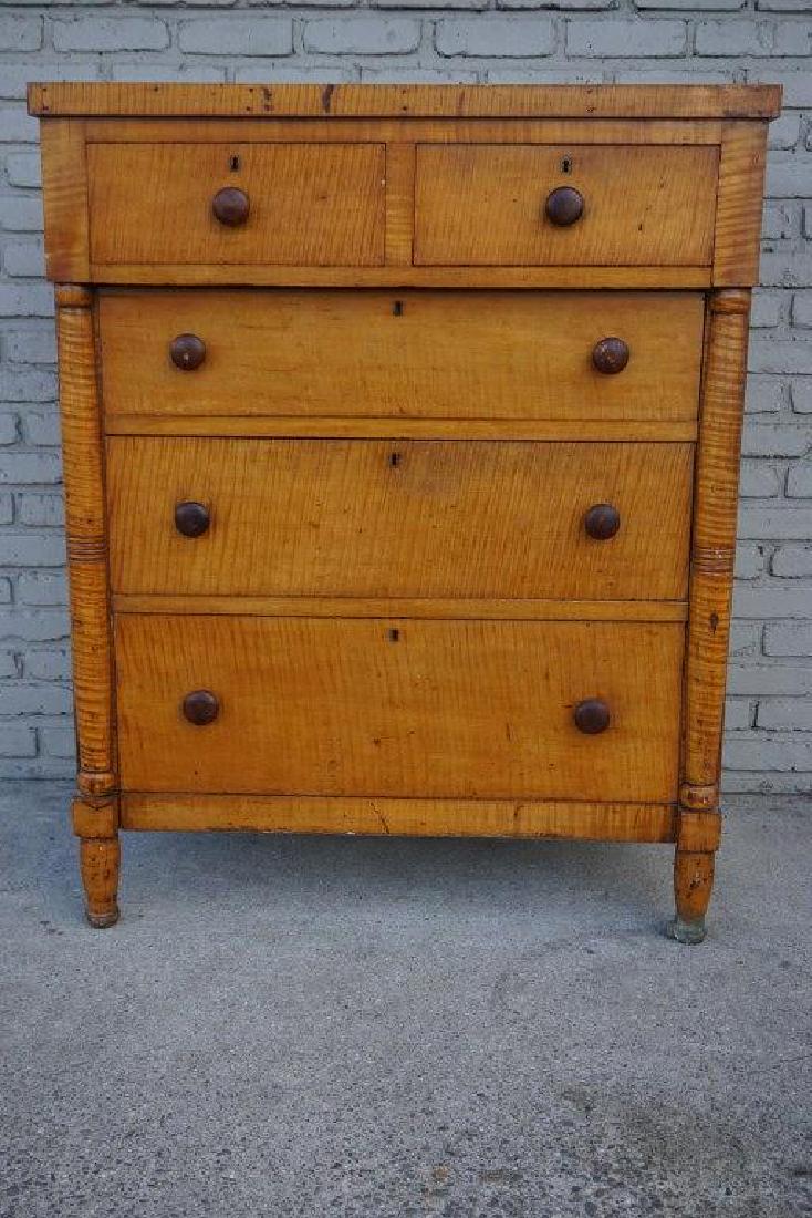EARLY TIGER MAPLE DRESSER, MEASURES 48" HIGH, 38 1/2" (1 of 3)