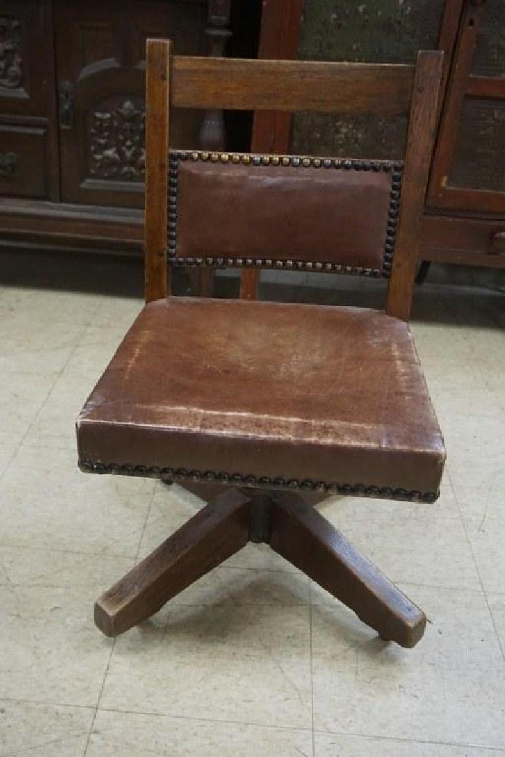GUSTAV STICKLEY SWIVEL PERIOD OFFICE CHAIR, WITH RED (1 of 5)