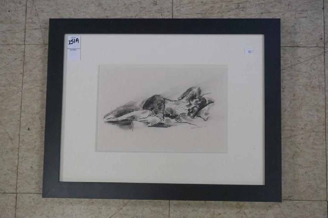KONRAD CRAMER 1930 PEN & INK OF WOMAN RECLINING, NICELY: KONRAD CRAMER 1930 PEN & INK OF WOMAN RECLINING, NICELY FRAMED AND MATTED, IMAGE MEASURES 7 1/2" X 10 1/2". FROM WOODSTOCK, N.Y. HOME.