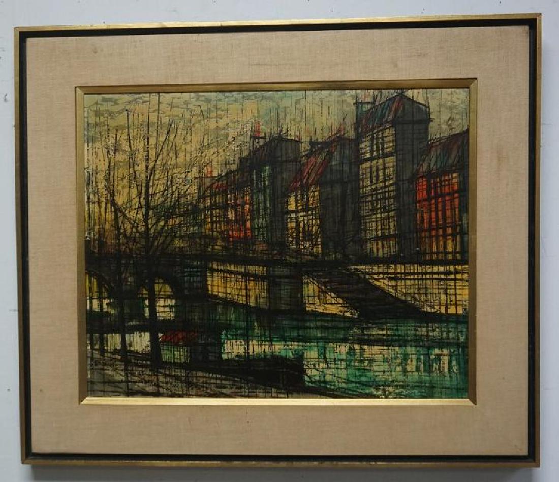 MID CENTURY ABSTRACT O/C CITYSCAPE, SIGNED ON BACK (1 of 2)