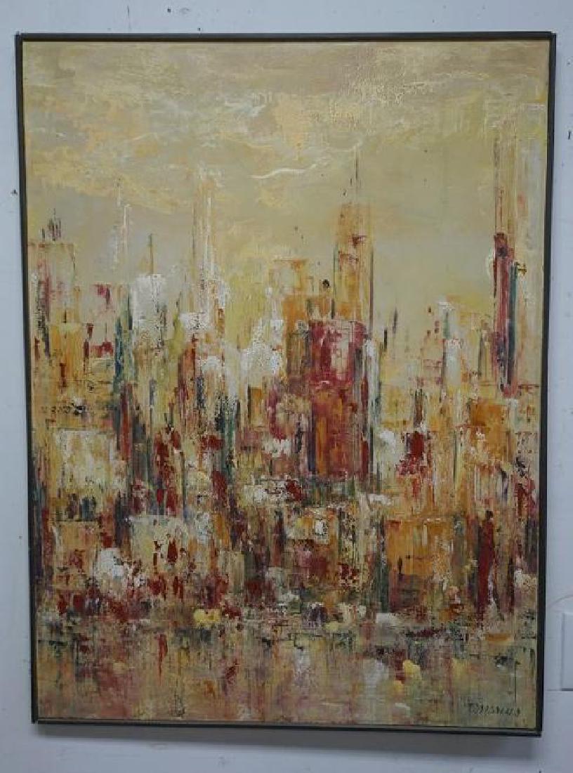 A MARCUS MID CENTURY O/C IMPRESSIONIST NYC CITYSCAPE, (1 of 4)