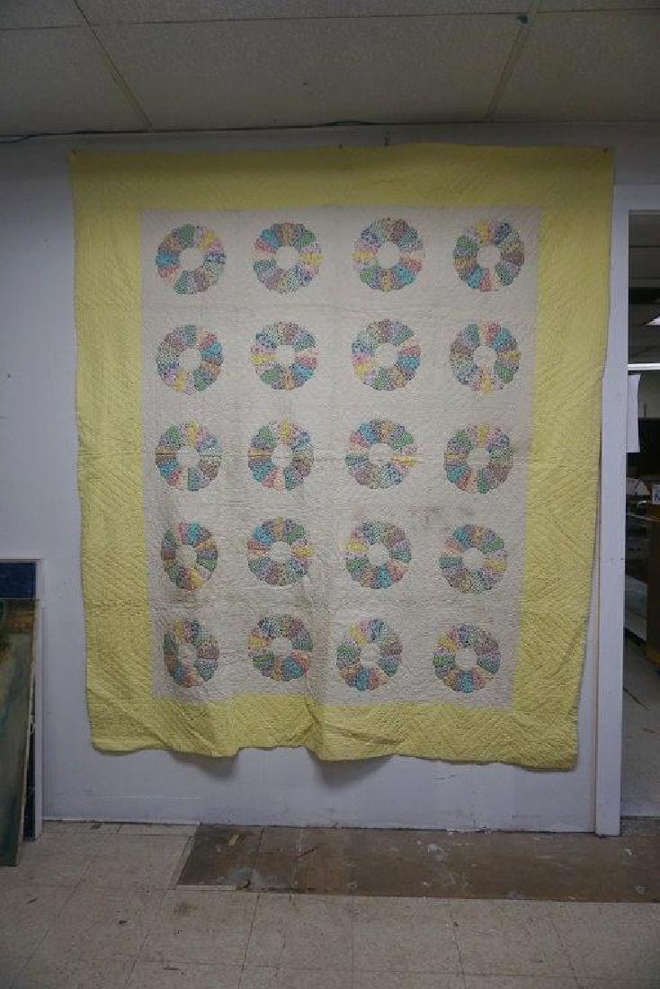EARLY HANDMADE QUILT WITH WREATHS, NICE CONDITION, FROM (1 of 4)