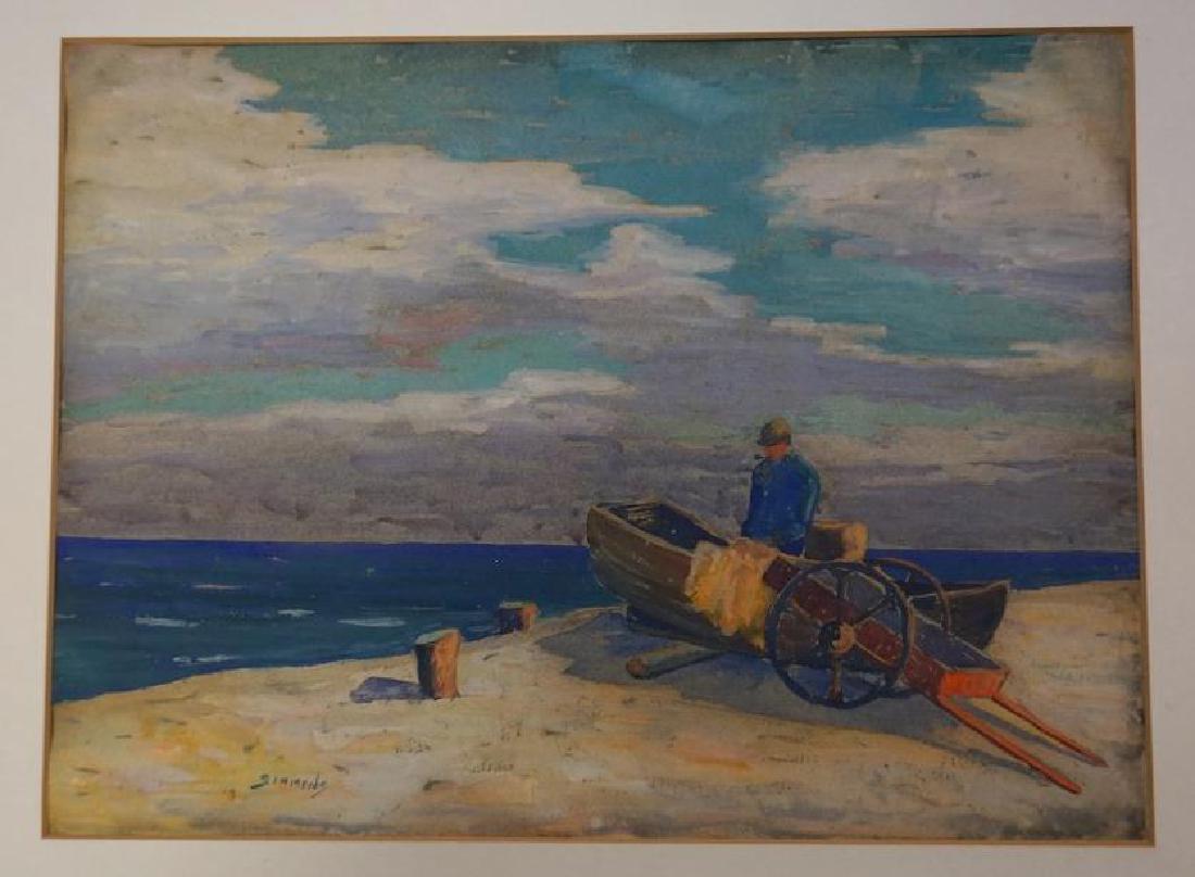 EDWARD EMERSON SIMMONS (?) W/C & GOUACHE ON PAPER OF (1 of 4)