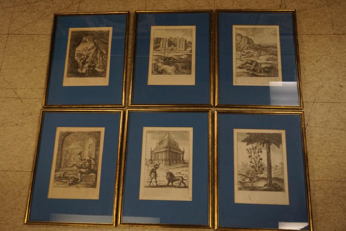 (6) EARLY FRAMED PRINTS, APPEARS TO BE FROM SAME SET, (1 of 7)