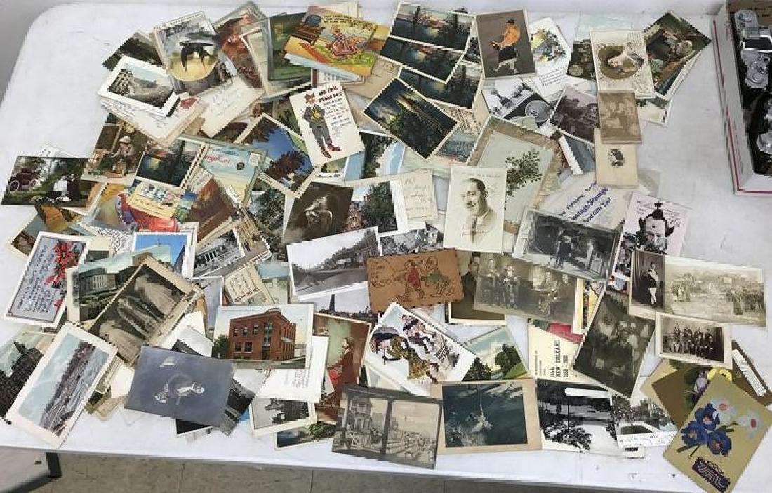 BOX MISC. OLDER ESTATE POSTCARDS, SOME RPCC IN THERE,: BOX MISC. OLDER ESTATE POSTCARDS, SOME RPCC IN THERE, SMALL TOWNS, A FEW CDV'S, ETC. GOOD LOT FOR DEALER TO SORT OUTâ€¦.