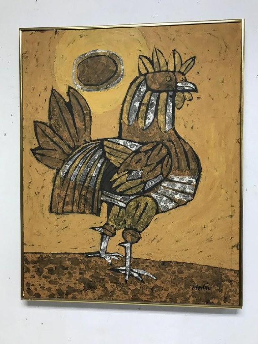 FLETCHER MARTIN GOAUCHE ON BOARD OF ROOSTER, PAINTING: FLETCHER MARTIN GOAUCHE ON BOARD OF ROOSTER, PAINTING MEASURES 30" X 24", FROM HUDSON VALLEY HOMEâ€¦..