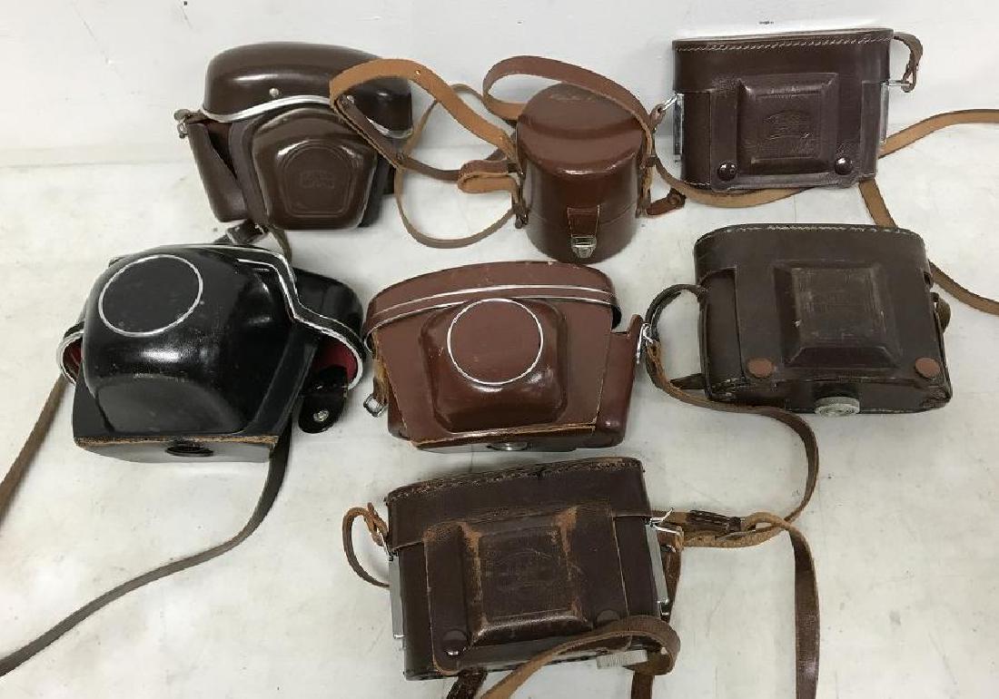ZEISS IKON (7) VINTAGE LEATHER CASES, 6 CAMERA AND A: ZEISS IKON (7) VINTAGE LEATHER CASES, 6 CAMERA AND A LENS CASE, FROM SINGLE OWNER CAMERA COLLECTION WE ARE SELLING.