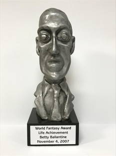 WORLD FANTASY AWARD LIFE ACHIEVEMENT BETTY BALLANTINE: WORLD FANTASY AWARD LIFE ACHIEVEMENT BETTY BALLANTINE NOVEMBER 4, 2007, MEASURES 12' HIGH, FROM THE BEARSVILLE ESTATE OF BETTY & IAN BALLANTINE, FOUNDERS OF BANTAM & BALLANTINE BOOKS AND ICONS IN