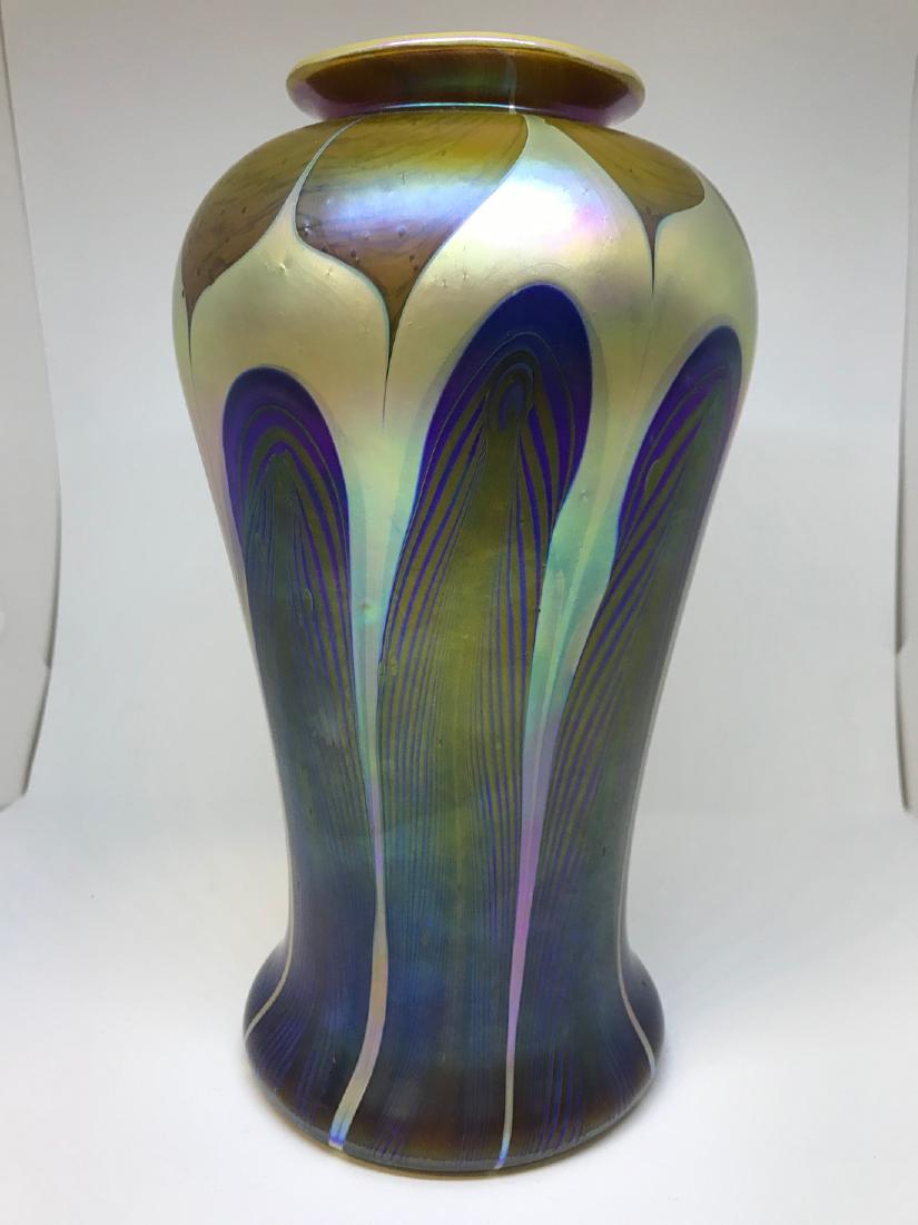 PHEONIX STUDIOS JOHN COOK ART GLASS VASE, SIGNED AND: PHEONIX STUDIOS JOHN COOK ART GLASS VASE, SIGNED AND DATED ON BOTTOM 1979, MEASURES 10 1/2" HIGH, VERY GOOD CONDITION, AS PICTURED