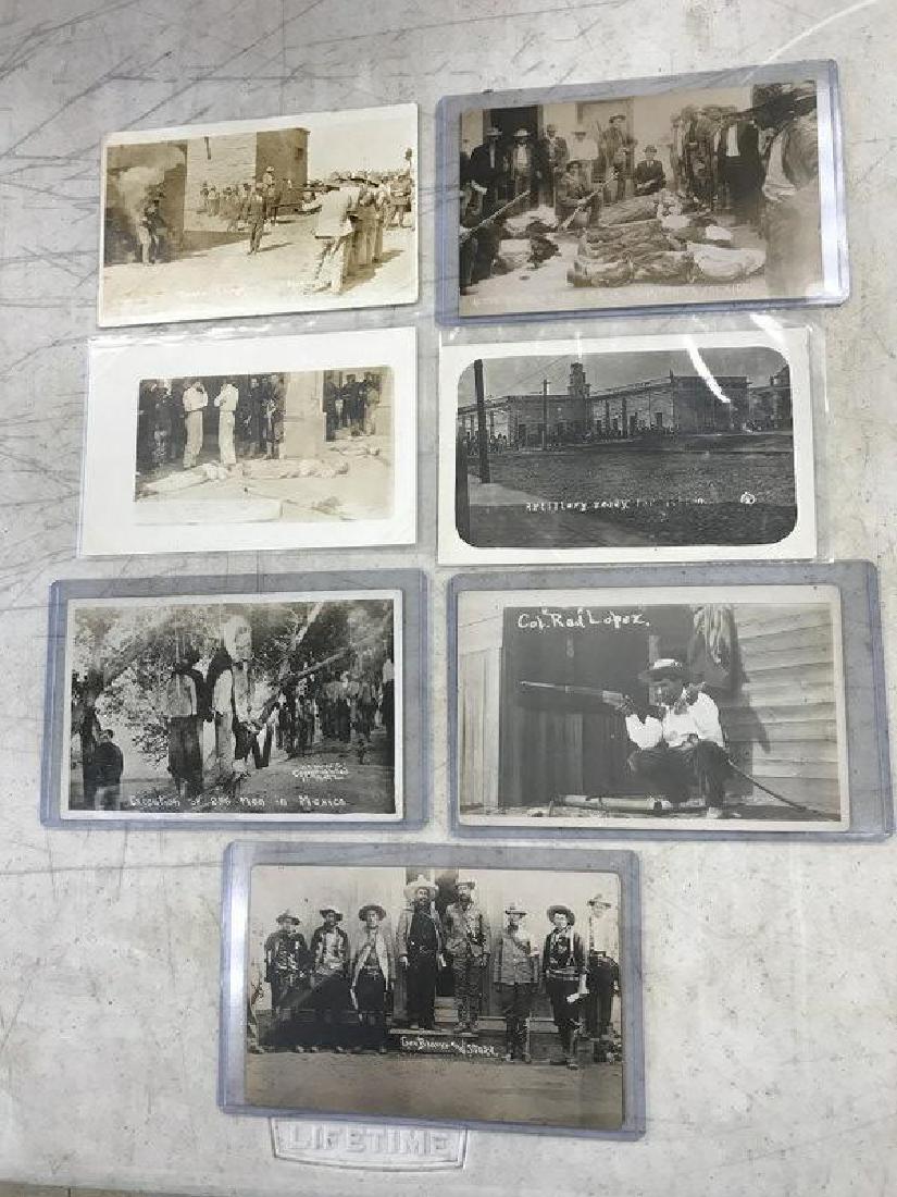 (7) MEXICAN RPPC HANGINGS, DEAD BODIES, EXECUTIONS,: (7) MEXICAN RPPC HANGINGS, DEAD BODIES, EXECUTIONS, SOLDIERS WITH WEAPONS AND RELATED, FROM THE ANTHONY TONY BASILE ESTATE POSTCARD COLLECTION, ALBANY, N.Y.