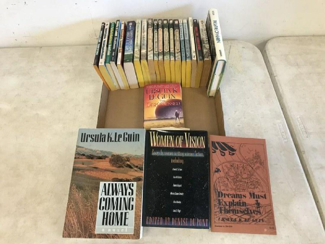 URSULA K LE GUIN LOT INCL. LATHE OF HEAVEN 1ST - 24: URSULA K LE GUIN LOT INCL. LATHE OF HEAVEN 1ST - 24 BOOK LOT INCLUDES THE LIMITED ALGOL PRESS RUN OF DREAMS MUST EXPLAIN THEMSELVES (#488/1000), THE COMPASS ROSE SHRINK WRAPPED HARDCOVER PENDRAGON PRE