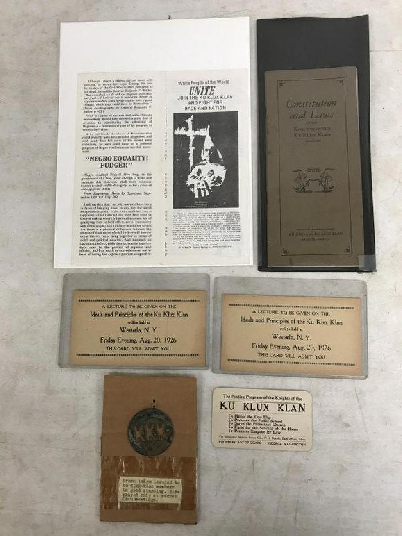 KKK ESTATE FOUND LOT INCLUDING BOOKLET, CARD, TOKEN,: KKK ESTATE FOUND LOT INCLUDING BOOKLET, CARD, TOKEN, AND BOOKLET, PLUS 2 ADMITTANCE TICKETS TO WESTERLO NY, AS PICTURED