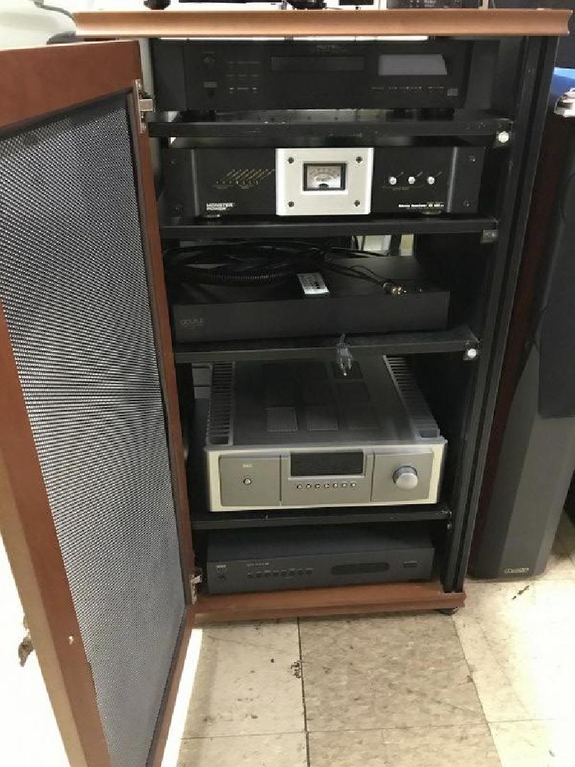 HIGH END CONTEMPORARY STEREO SYSTEM FROM ESTATE: THIS HIGH END STEREO SYSTEM COMES FROM A LOCAL KINGSTON,N.Y. ESTATE. WE ARE NOT EXPERTS IN THIS FIELD, AND WILL DESCRIBE THE BEST WE CAN, WE HAVE SOME BOOKLETS AND INSTRUCTIONS TO HELP, THANKS...INCLU