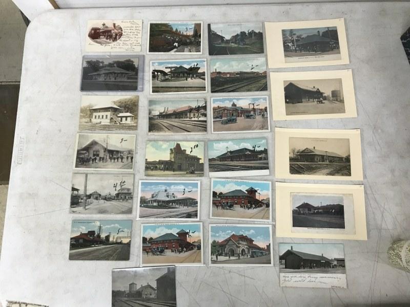(24) RR DEPOT STATION POSTCARDS INCL. (5) RPPC, MOST (1 of 3)