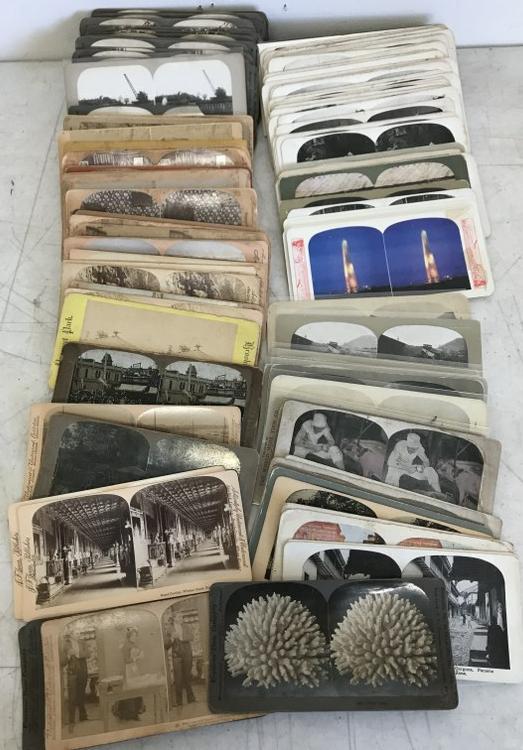 (139) STEREO VIEWS INCL. 53 REAL PHOTO & 86 LITHO CARDS (1 of 6)