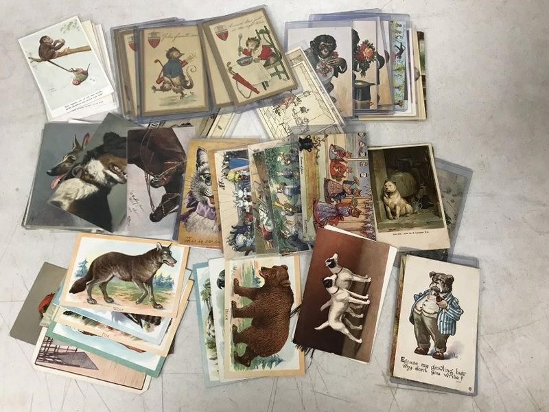 (90) ANIMAL POSTCARDS, MANY ARTIST SIGNED, BROAD MIX, (1 of 2)