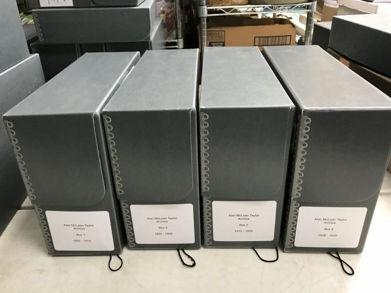 4 BOX ARCHIVE OF REVEREND ALAN MCLEAN TAYLOR OF DIARIES: 4 BOX ARCHIVE OF REVEREND ALAN MCLEAN TAYLOR OF DIARIES DOCUMENTING HIS LIFE, CA. 1900 TO 1929. CONTAINS 24 DIARIES(INCLUDING 3 FROM HIS SISTER ROSE) WITH DENSELY WRITTEN ENTRIES COMPOSED IN INK, AS P