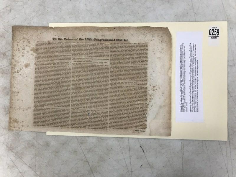 NORTH CAROLINA BROADSIDE- TO THE VOTERS OF THE 10TH (1 of 3)