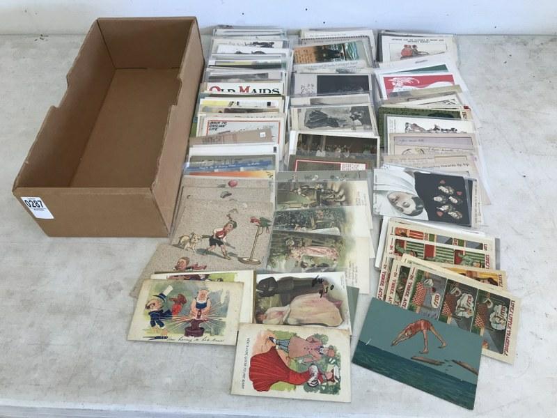 MIXED LOT OF POSTCARDS INCLUDING COMICAL, WOMEN, RPPC, (1 of 2)