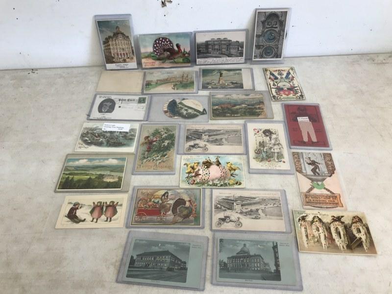BOXLOT OF EARLY HOLD TO LIGHT AND MECHANICAL POSTCARDS, (1 of 7)