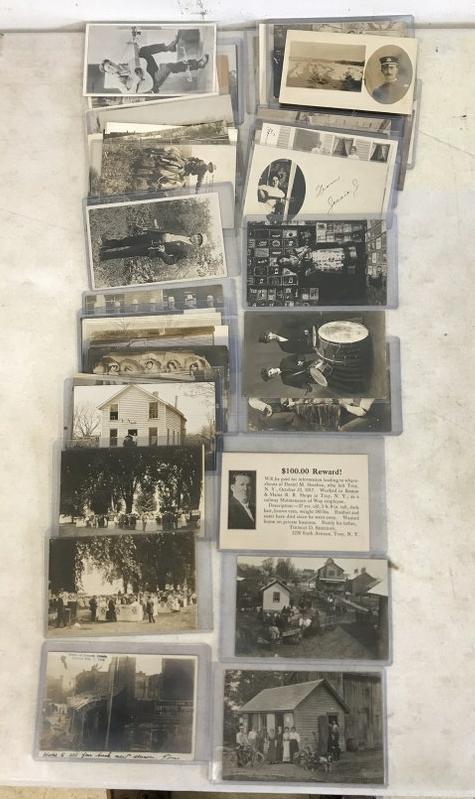 45 RPPC'S INCLUDING MUSICIANS, A NUDE, PLANES,: 45 RPPC'S INCLUDING MUSICIANS, A NUDE, PLANES, OCCUPATIONAL, PEOPLE, ANIMALS, STREETS, A FIRE, AND MORE, AS PICTURED, FROM THE ESTATE COLLECTION OF ANTHONY "TONY" BASILE OF ALBANY, NY