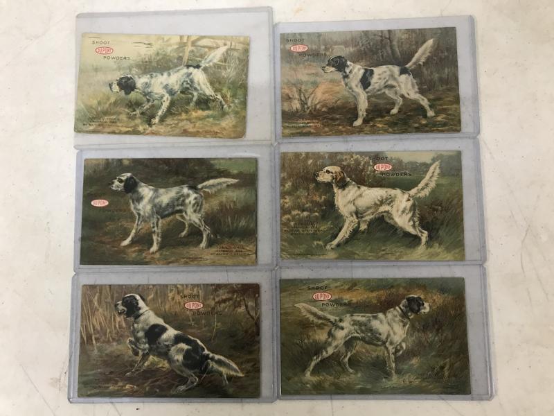 (6) DUPONT GUNPOWDER ADVERTISING POSTCARDS WITH HUNTING (1 of 1)