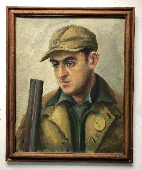 JOSEPH POLLET O/B OF HUNTER UNSIGNED: JOSEPH POLLET O/B CIRCA 1930'S OF HUNTER, UNSIGNED, FROM WOODSTOCK, NEW YORK ESTATE, PAINTING MEASURES 20 1/2" X 16 1/2".